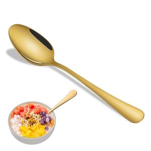 lot 2860 image: Gold Soup Spoons, 8 Pcs, 7.3-Inch Dinner Spoons, Polish Stainless Steel