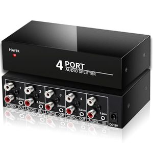 lot 2867 image: 3.5mm Aux RCA LR Audio Splitter 1 In 4 Out Distributor Box
