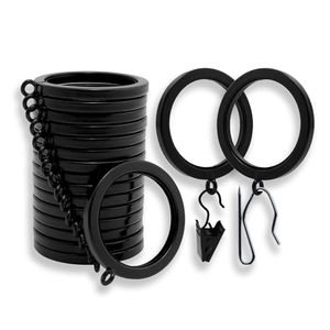 lot 2870 image: BlastHome Curtain Rings, 18 Pack, 1.5 ID, Clips & Pin Hooks