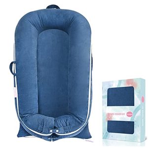 lot 2871 image: Corduroy Baby Lounger Cover for DockATOT Deluxe  100% Cotton Blue