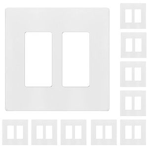 lot 2874 image: ENERLITES 2-Gang White Screwless Decorator Wall Plate, 10 Pack, 4.88x4.92 in