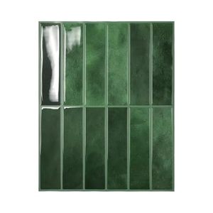 lot 2882 image: Peel and Stick 3D Backsplash Tiles, Self-Adhesive (12x9, 14 Pack, Green)