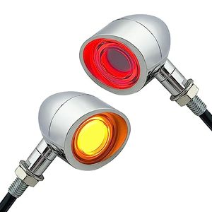 lot 2885 image: FATECIM 2X LED Bullet Tail Lights with Visor for Motorcycle - Turn Signals