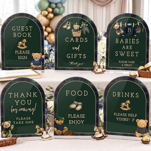 lot 2886 image: Vercraft 6 Pcs Equestrian Bear Baby Shower Decor 6x8 Tartan Acrylic Signs