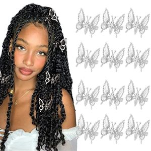 lot 2889 image: DEEKA 12 PCS 3D Moving Butterfly Hair Clips Metal Silver