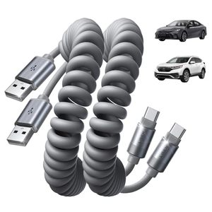 lot 2891 image: LISEN Coiled USB-C Cable, USB-A to USB-C, 2-Pack, 4ft, Gray