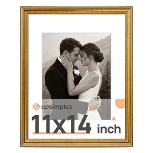 lot 2895 image: upsimples Vintage 11x14 Picture Frame, Antique Gold, Holds 8x10 w Mat