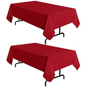 lot 2904 image: sancua 2 Pack Red Tablecloths 60x84 Inch for 4-Ft Tables, Polyester