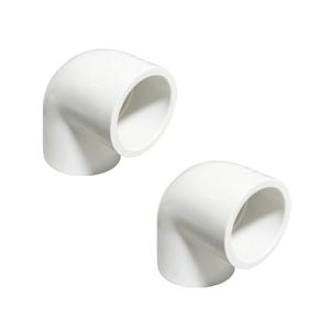 lot 2915 image: 2Pcs White PVC 1-12 90  Elbow Fittings, 2-Way Right Angle HE051-1-12