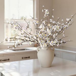 lot 2919 image: florisso 6 Pcs Artificial Cherry Blossom Branches, 34.45 Stems White
