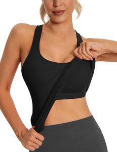 lot 2928 image: MathCat Ribbed Workout Tank Top for Women with Built-in Bra, Removable Pads Small