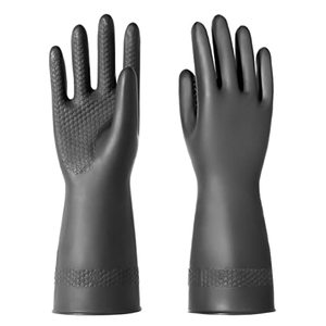 lot 2930 image: Chemical-Resistant Latex Gloves, Cleaning Work Gloves, Black, 1 Pair Large