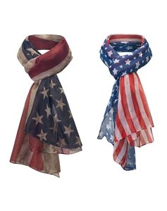 lot 2939 image: redgino 2 Pack USA American Flag Scarf Beach Wrap 71 x 35 inches
