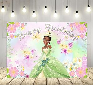 lot 2945 image: Princess Tiana Backdrop for Birthday Parties Purple Photo Background 59x38in