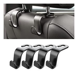 lot 2959 image: 4 Pack Curved Headrest Hooks for Vehicle Seats, Black Style 2