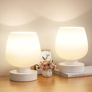 lot 2972 image: Seealle Touch Bedside Lamps Set of 2 - 3-Way Dimmable, White Shade