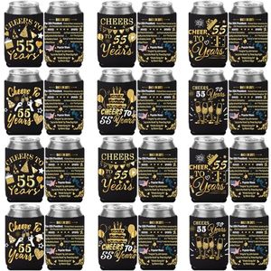 lot 2989 image: 55th Birthday Can Cooler Sleeves, 24 Pack Birthday Decorations