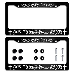 lot 2992 image: 2 Pack Jeremiah 2911 License Plate Frames Stainless Steel with Screws