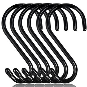 lot 3000 image: DINGEE 6-Inch Heavy Duty S Hooks, Vinyl Coated, 6 Pack, Black