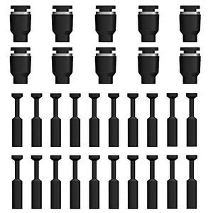 lot 3013 image: 20 pcs 14 Pneumatic Cap-Style Plug Fitting, Push-to-Connect for 14 Tube