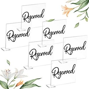 lot 3015 image: Bucherry 6 Pcs Black Reserved Table Signs, 3.9 x 3.5 in, Clear Acrylic