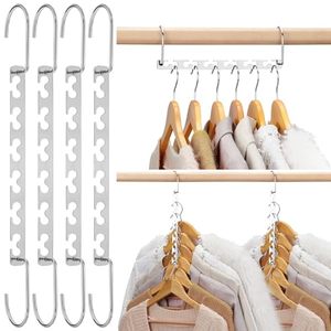 lot 3019 image: HOUSE DAY Space Saving Hangers for Clothes 4 Pack, Metal Magic Hanger