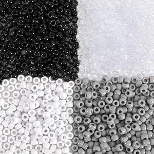 lot 3027 image: UPINS 1200Pcs Black White Grey Pony Beads for Jewelry Making 6x9mm Bulk