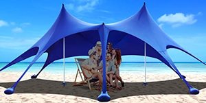 lot 3048 image: Osoeri Beach Tent 20x13ft Camping Sun Shelter UPF50 with 8 Sandbags, Blue
