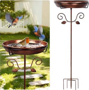 lot 3050 image: 35.4 Tall Metal Bird Bath with Removable 11.8 Dia Bowl for Yard Decor