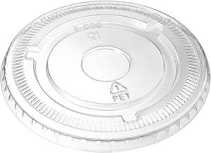 lot 3052 image: GUSTO 100 Count Clear Flat PET Lids 98mm Rim for 12 24 oz Milkshake Cups