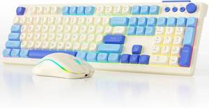 lot 3056 image: XISOGUU Wireless Keyboard & Mouse Bluetooth, RGB Backlit 2000mAh DPI Mice