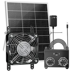 lot 3061 image: 25W Solar Fan for Chicken Coop with Thermostat, MPPT, Auto-Switch, 247