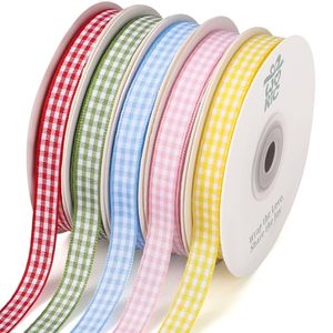 lot 3067 image: woric 5 Color Gingham Ribbon 38 X 50 Yd Plaid Ribbons