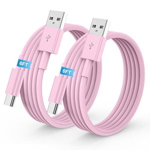 lot 3077 image: LDHTY CarPlay Charging Cable, USB A to USB C Cable, 2-Pack 6FT, Pink