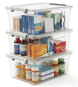 lot 3100 image: WYT 8-Quart Clear Plastic Storage Bins with Lids & Latches, 3-Pack