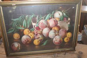 Antique J. Califano Peach Picture 16" x 22"