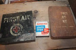 lot 3552 image: Antique Metal First Aid Boxes with Contents