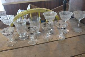 lot 3559 image: Vintage Glass Champagne Glasses & More need cleaning