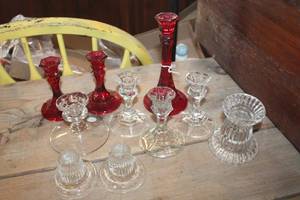 lot 3587 image: Vintage Glass Candle Holders