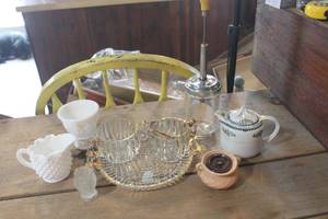 lot 3589 image: Vintage Hobnail Creamer, Chopper and More