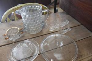 lot 3619 image: Large Vintage Glass Pitcher and More