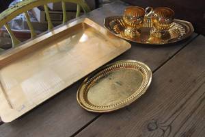 lot 3630 image: Gold Serving Tray and More