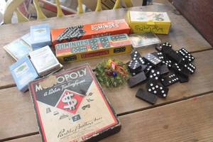 lot 3634 image: Vintage Dominoes, NIP Playing Cards & More