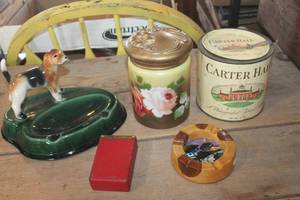 lot 3641 image: Vtg. Glass Humidor Tobacco Jar and More