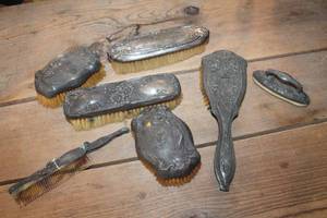lot 3651 image: Antique Dresser Brushes and More