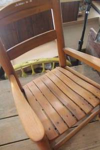 lot 3670 image: Vintage Wood Childs Rocking Chair