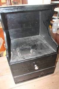 lot 3688 image: Black Wood Side Table with Drawer