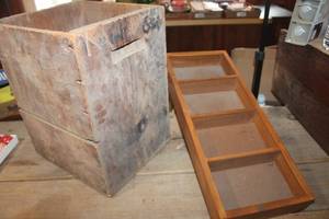 lot 3700 image: 15 Tall Primitive Wood Box and More