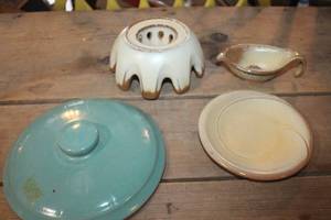 lot 3705 image: Frankoma Candle Holder, Lid and More