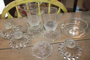 lot 3715 image: Vintage Glass Candle Holders